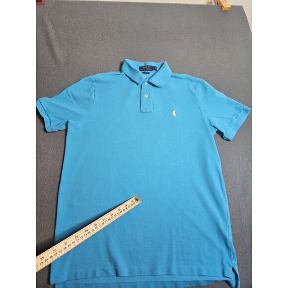 Ralph Lauren Shirt Mens Medium Blue Polo Yellow Pony Logo Casual Rugby Preppy - Picture 3 of 8